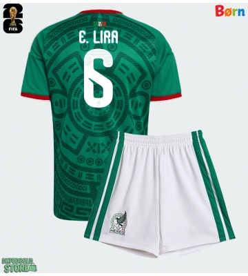 Mexico Erik Lira #6 Replika Babytøj Hjemmebanesæt Børn VM 2026 Kortærmet (+ Korte bukser)